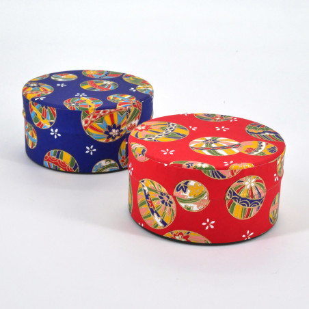 boîte à thé japonaise en papier washi plate 40g rouge bleu au choix