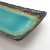 piatto rettangolare in ceramica giapponese, LAGUNA, blu turchese