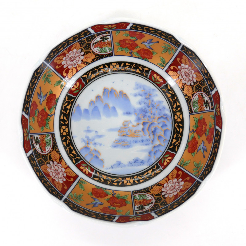 Japanese flat bowl Arita IMARI, landscape