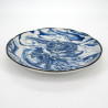 assiette ronde japonaise en céramique bleue, RYU, dragon