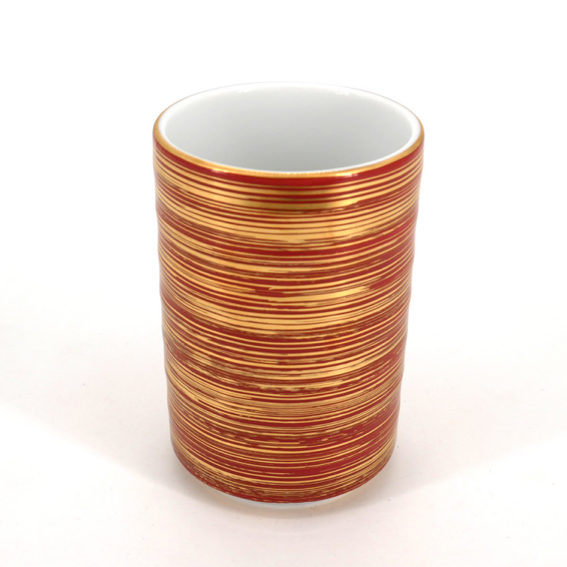 Große japanische Teetasse aus keramik 10.2cm, MAKI, rote und golden