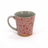 Tazza da tè giapponese di ceramica, SARASA, fiori rossi