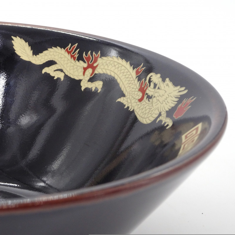 ciotola giapponese per spaghetti ramen di ceramica Ø19,5cm RYÛ, drago d'oro