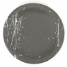 japanese black round plate in ceramic, FUBUKI, white brush