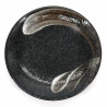 Japanese black ceramic plate Ø23cm, ARAHAKE, brush