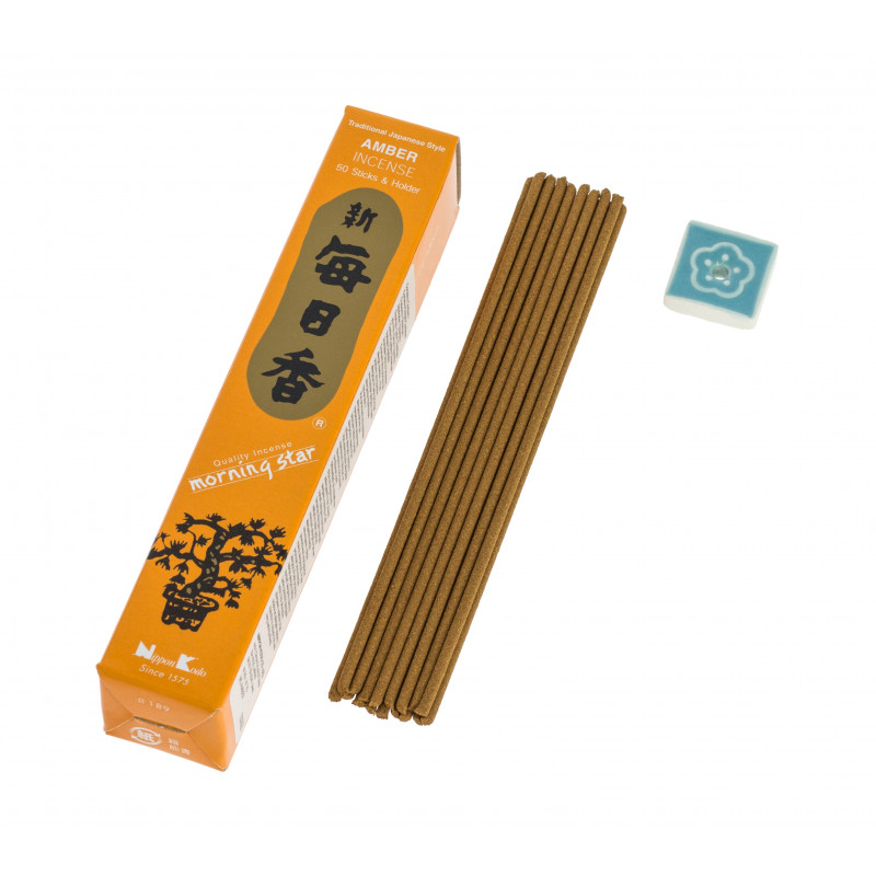 Box 50 sticks of Japanese incense, MORNING STAR, amber fragrance