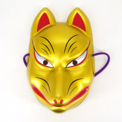 Maschera tradizionale volpe giapponese, KITSUNE, dorata