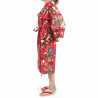crisantemi floreali tradizionali kimono di cotone rosso giapponese Happi per donna