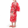 Kimono Happi tradizionale giapponese in cotone rosso ciliegia per donna