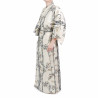 Kimono yukata de algodón blanco tradicional japonés de bambú y gorrión para mujer