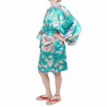 hanten kimono traditionnel japonais turquoise en polyester dynastie sous les fleurs de cerisier pour femme