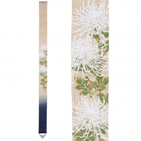 Fine Japanese tapestry in hemp, hand painted, OITOGIKU, Chrysanthemum