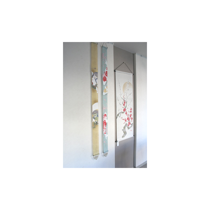 Fine Japanese tapestry in hemp, hand painted, NISHIKI KOII