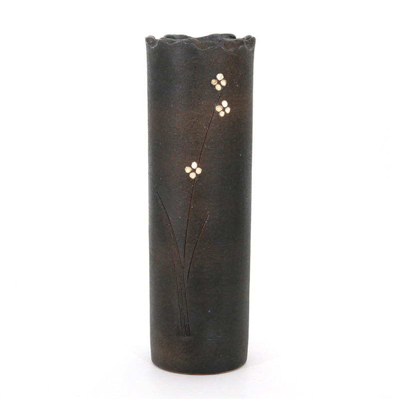 Japanese brown ceramic vase - KASSHOKU SHIGARAKI