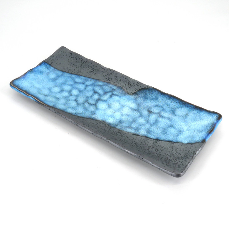 Japanese blue plate rectangular ceramic BURU