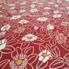 Japanese red cotton fabric with camellia pattern, TSUBAKI, made in Japan width 112 cm x 1m