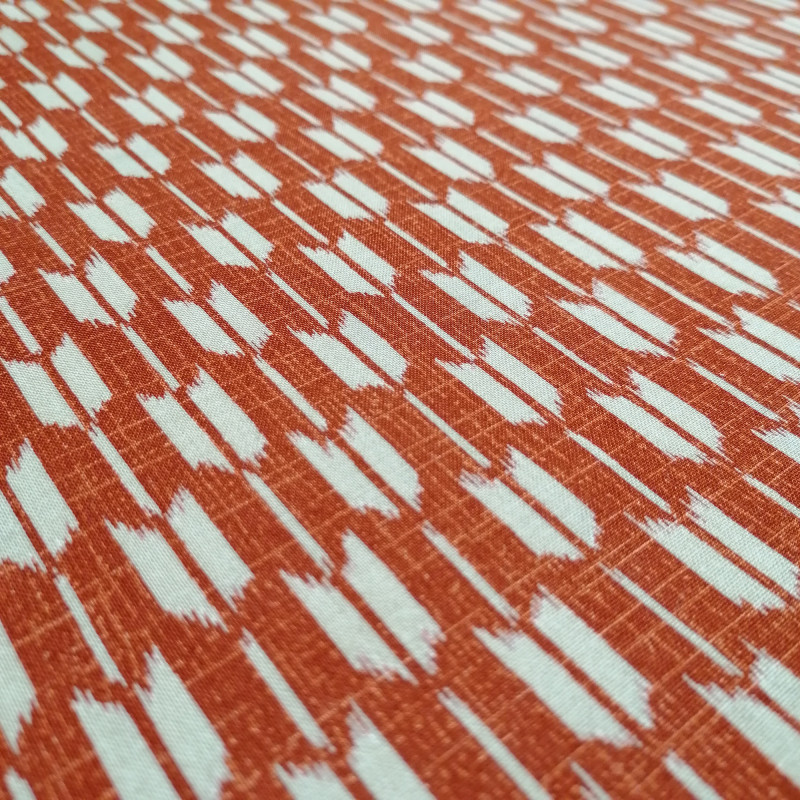 Tejido de algodón rojo japonés con motivo de flechas, YAGASURI, hecho en Japón, ancho 112 cm x 1m
