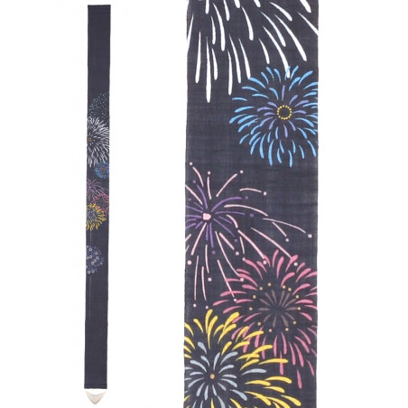 Feiner japanischer Wandteppich aus Hanf, handbemalt, HANABI