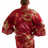 Japanese traditional red cotton yukata kimono dragon and mont fuji for men