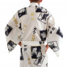 Japanese traditional white cotton yukata kimono sumo wrestler and kanji for men