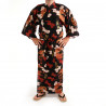 japanischer herren roter Yukata-Kimono, KUMORYÛ, Drachen, Wolken und Kanji