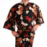 japanischer herren roter Yukata-Kimono, KUMORYÛ, Drachen, Wolken und Kanji