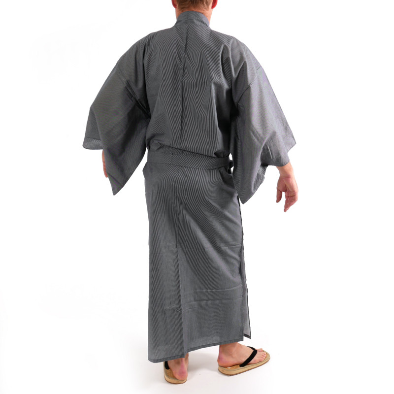 japanischer herren blau-grauer yukata – Kimono, 976Y, Kratzer