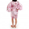 hanten traditional japanese black kimono in satin cotton little princess for women