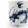 Japanische weiße Tasse, Drachenmuster, blau, RYU