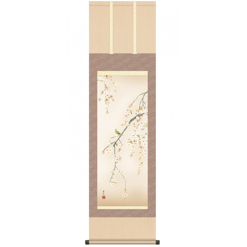 Japanischer Kakemono Kakejiku Zweig der Sakura - PURAGUIN