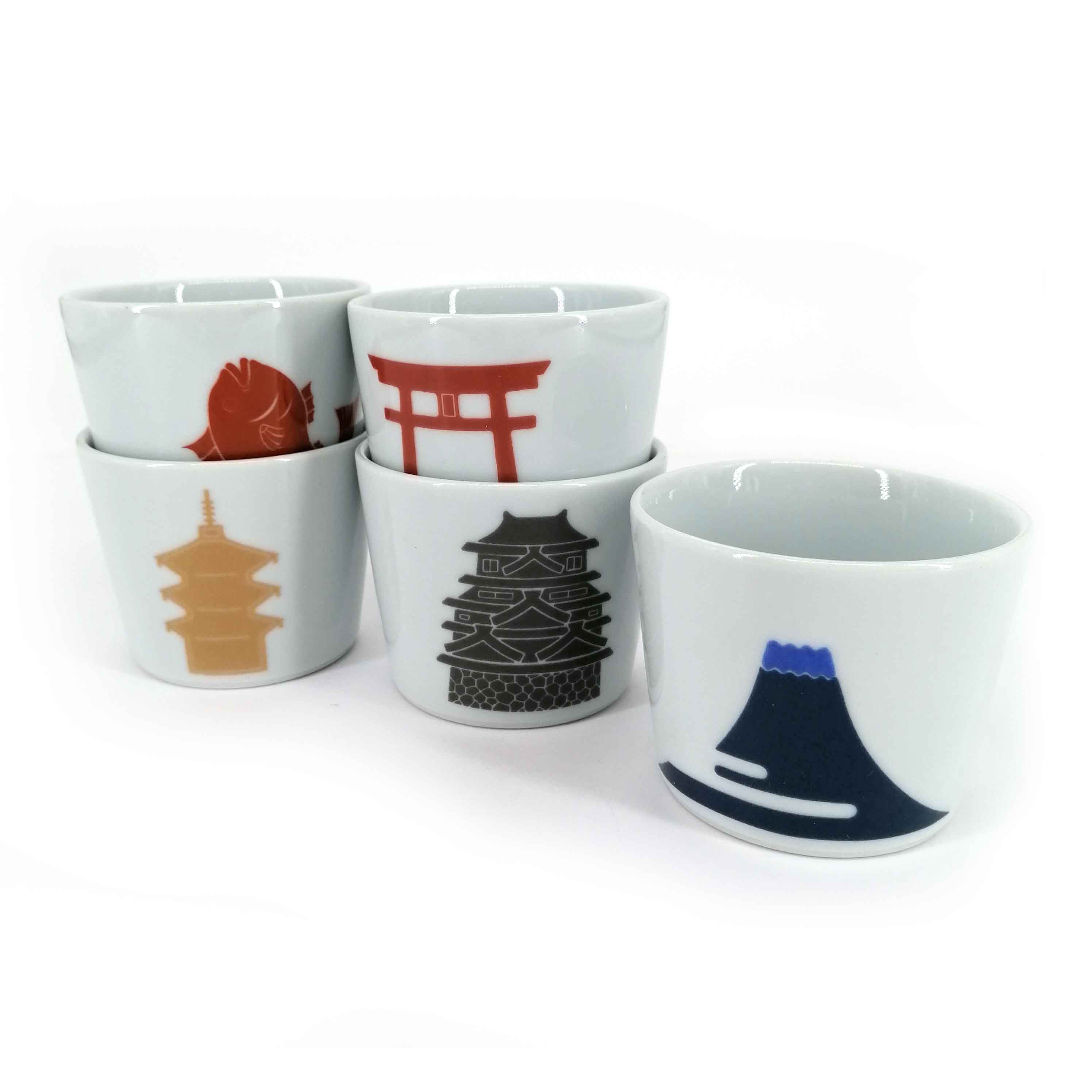 JWC Set di Sake Giapponese retrò 5 Pezzi per Sake Caldo Freddo Caldo Shochu Design Trendy Unico e Durevole Tazza di liquore in Ceramica Flagon 1 pentola 4 Tazze 