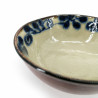 Japanese ceramic rice bowl, brown and blue, HANA NO KARAKUSA