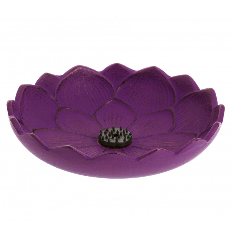 Japanese cast iron incense burner purple, IWACHU LOTUS, lotus flower