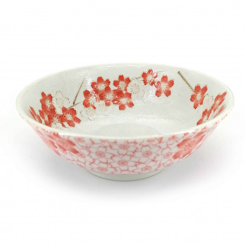 Bol à ramen japonais en céramique, blanc et rose, SAKURA