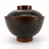 Soup bowl, wood effect, red interior, KI NO KOKA