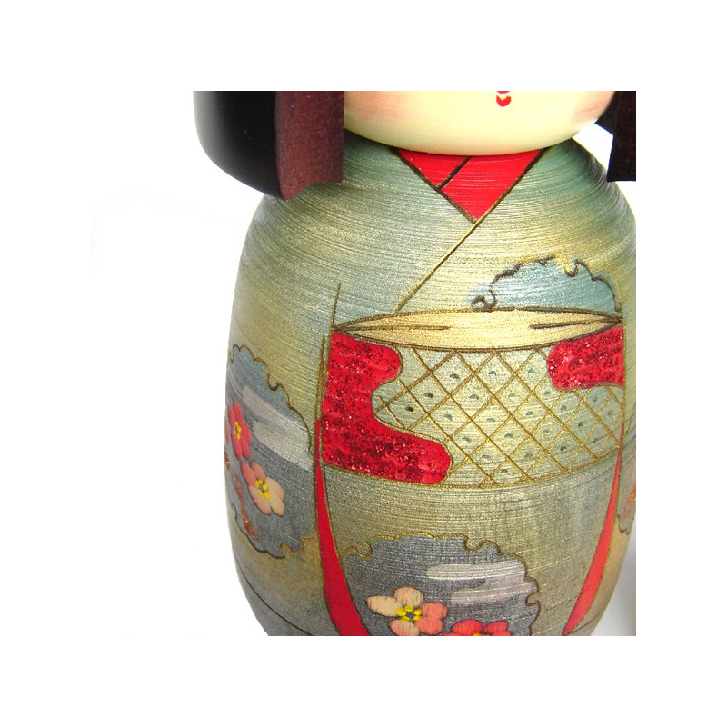 bambola di legno giapponese - kokeshi, SHUNKO, verde