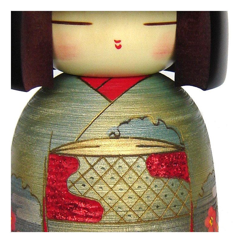 japanische hölzerne Puppe - Kokeshi, SHUNKO, grün