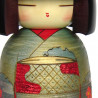 muñeca de madera japonesa - kokeshi, SHUNKO, verde