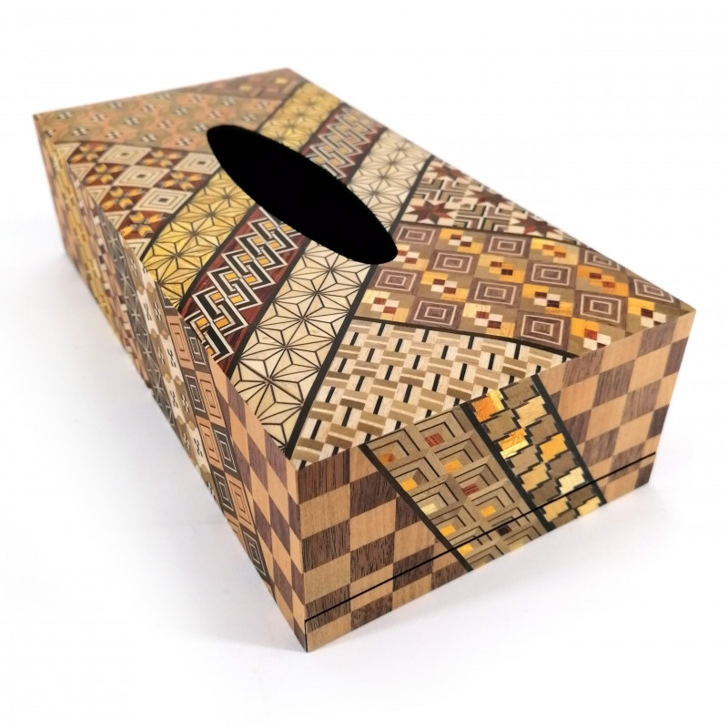 Tissue box in traditional Yosegi marquetry from Hakone, YOSEGI