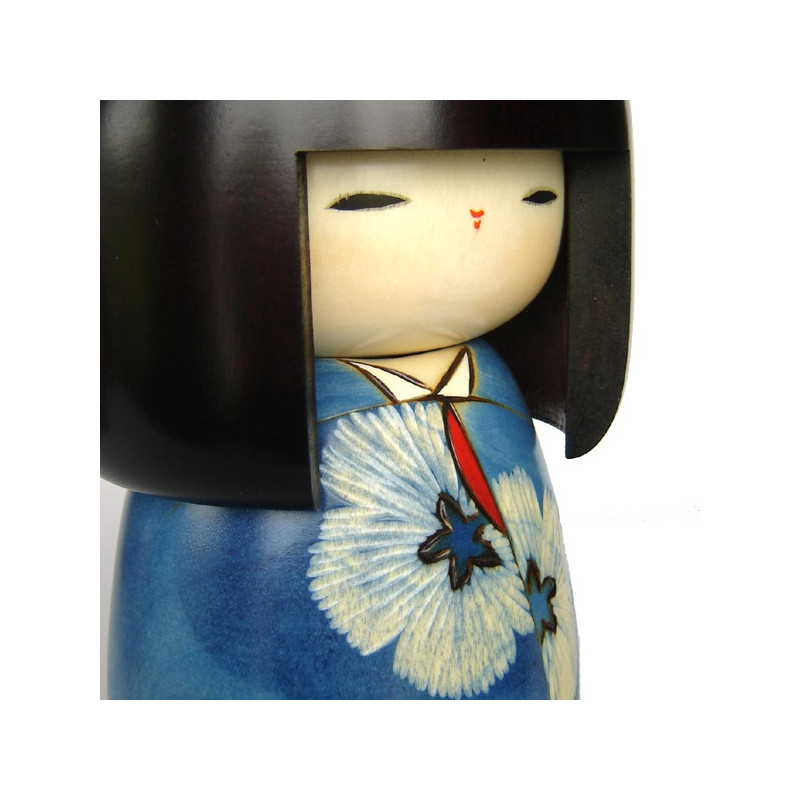 bambola di legno giapponese - kokeshi, AIKO, blu