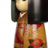 muñeca de madera japonesa - kokeshi, KANTSUBAKI, roja
