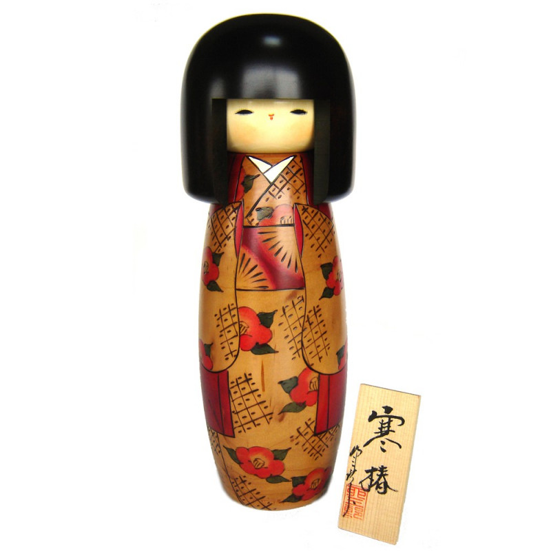 japanische hölzerne Puppe - Kokeshi, KANTSUBAKI, rot