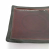 Piatto quadrato in ceramica giapponese, bordo grezzo, centro smaltato marrone, KIGAMI