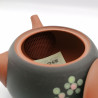 Japanese teapot tokoname kyusu, ORENJI SAKURA, orange and black