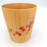 Japanese tea cup in natsume wood with gold and silver lacquered maple leaves, MAKIE SAKURA