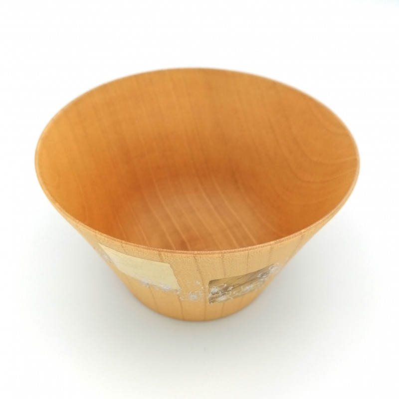 Japanese rice bowl in cedar wood with cherry blossom motif lacquered in gold and silver, MAKIE SAKURA