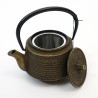 Japanese cast iron teapot from Japan, OIHARU SUJIME RIKYU 0,5lt, brown and gold