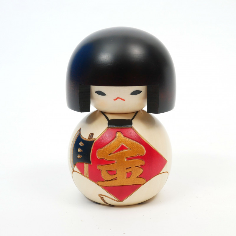 Poupée japonaise kokeshi kintaro, FUKU BUKU KINTARO, 11cm