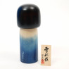 Bambola giapponese kokeshi blu con motivo a neve che cade, YUKI GESHO