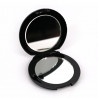 Miroir de poche japonais rond noir en résine motif mont fuji et grues, FUJITSURU, 7cm